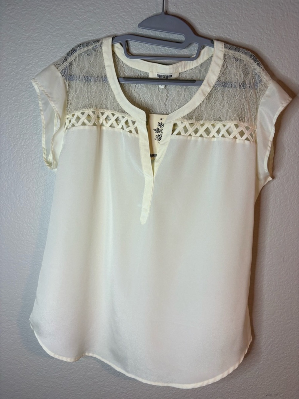 Daniel Rainn Ivory Lace Yoke Blouse - Picture 1 of 4